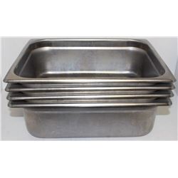 LOT OF 4 SHALLOW 1/2 SIZE STAINLESS STEEL INSERTS