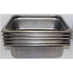 LOT OF 5 SHALLOW 1/2 SIZE STAINLESS STEEL INSERTS