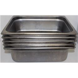 LOT OF 5 SHALLOW 1/2 SIZE STAINLESS STEEL INSERTS