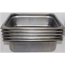 LOT OF 5 SHALLOW 1/2 SIZE STAINLESS STEEL INSERTS