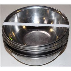 LOT OF TEN 9" STAINLESS STEEL BOWLS