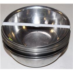 LOT OF TEN 9" STAINLESS STEEL BOWLS