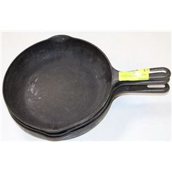 LOT OF 3 CAST IRON FRYING PANS
