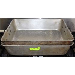 2 HEAVY DUTY STRAP ROASTING PANS 16"X20"