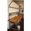 Image 1 : #19 BUTCHER BLOCK TABLE W/ STAINLESS STEEL SHELF