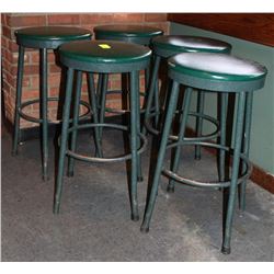 #33 LOT OF 5 BARSTOOLS, SEATS 15" ROUND, 29" HIGH