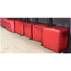 LOT OF 8 RED LEATHER OTTOMAN