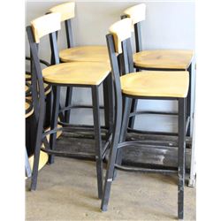4 WOODEN BAR STOOLS