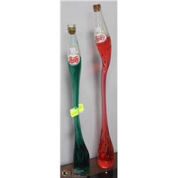 TWO UNIQUELY SHAPED VINTAGE PEPSI COLA BOTTLES