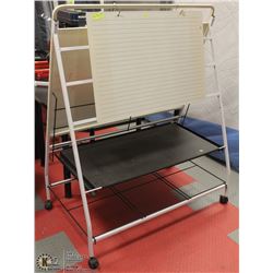 WHITEBOARD AND SHELF ON CASTERS
