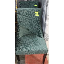 SET OF TWO GREEN SHOWHOME ACCENT CHAIRS