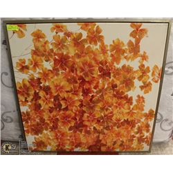 LARGE ORANGE FLOWER PRINT FRAMED 40X40