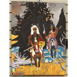 ORIGINAL OIL ON CANVAS - CHIEF & WARRIOR SIGNED BY