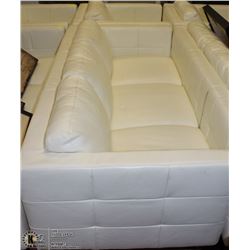 WHITE LEATHERETTE SHOWHOME COUCH WITH 1 CHAIR