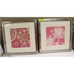 LOT OF 2 PINK FLOWER THEMED FRAMED PRINTS 20X20