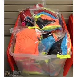 BIN OF 50 PLUS BOOTY SHORTS, PADDED TUBE TOPS AND