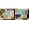 Image 1 : PAIR OF BLUE ABSTRACT FRAMED PRINTS 32X32