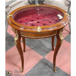 VINTAGE GLASS TOP DISPLAY TABLE