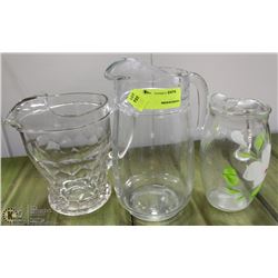 THREE ASSORTED VINTAGE PITCHERS
