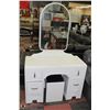 Image 1 : WOODEN WHITE VANITY WITH MIRROR