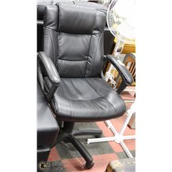 BLACK HIGH-BACK LEATHER OFFICE CHAIR ON