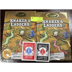 SNAKES AND LADDERS WITH BICYCLE PLAYING CARDS