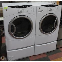 GE FRONT LOAD WASHER DRYER SET W/ UNDERNEATH