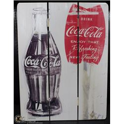 VINTAGE-STYLE 12X16 COKE SIGN ON WOOD