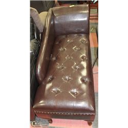 NEW BROWN LEATHERETTE NAILHEAD STORAGE CHAISE