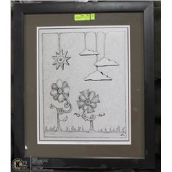 "THOUGHT FLOWERS" BY IAN LANG PEN DRAWING PRINT
