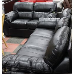 NEW BLACK LEATHER SOFA AND LOVE SEAT