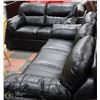 Image 1 : NEW BLACK LEATHER SOFA AND LOVE SEAT