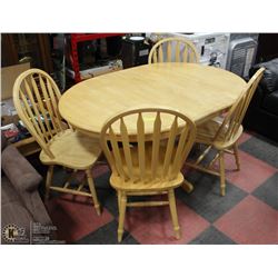 SOLID WOOD PEDISTAL TABLE W/LEAF &