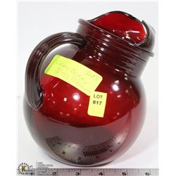 VINTAGE CRANBERRY GLASS PITCHER