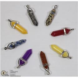 LOT OF 8 SEMI-PRECIOUS PENDANTS INCL HOWLITE,