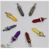 Image 1 : LOT OF 8 SEMI-PRECIOUS PENDANTS INCL HOWLITE,
