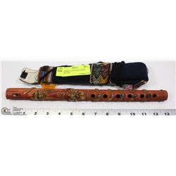 WOODEN FLUTE MADE IN PERU WITH CASE