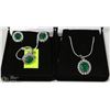Image 1 : GREEN EMERALD PENDANT,EARRINGS,RING &CZ 3PCS SET