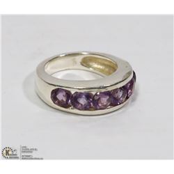 .925 SILVER RING W/AMETHYST - LADIES SIZE 7