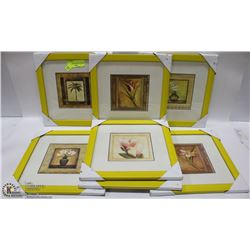 6 MATTED YELLOW PICTURE FRAMES