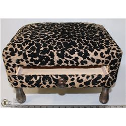 VINTAGE CHEETAH PRINT SEWING STOOL