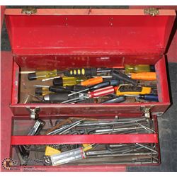 RED TOOL BOX FULL OF TOOLS -