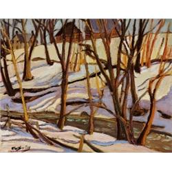 Ralph W. Burton, 1905-1983, Near Antrim, Ontario, Oil on panel, Signed; also signed on the r...