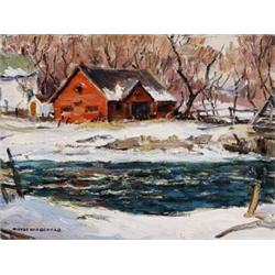 Manly MacDonald RCA, OSA, 1889-1971, Red House on the Moyra River, Oil on board, Signed, 1...