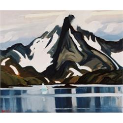 Anthony Law NSSA, 1916-1996, Mountain Peek, Greenland, Oil on panel, Signed; also signed, ti...