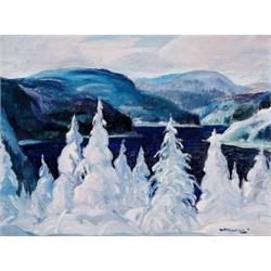Graham Norwell OSA, 1901-1967, Snow Laden Pines, Oil on canvas board, Signed, 12 by 16in.,...