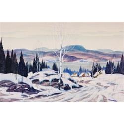 Graham N. Norwell OSA, 1901-1967, Chalets in Winter, Watercolour, Signed, 12 by 18in., 30....