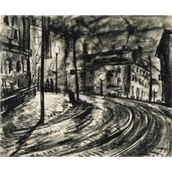 John S. Walsh CSGA, CSPWC, 1907-c.1992, Beaver Hall Hill, Black chalk drawing, Signed and da...