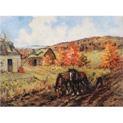 Berthe Des Clayes ARCA, 1877-1968, Farm Near Sweetsburg, PQ, Oil on canvas, Signed; titled o...
