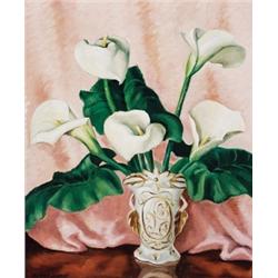 Anna (Nan) Gertrude Lawson Cheney BCSFA, BCSA, 1897-1985, Calla Lilies, Oil on canvas, Signe...